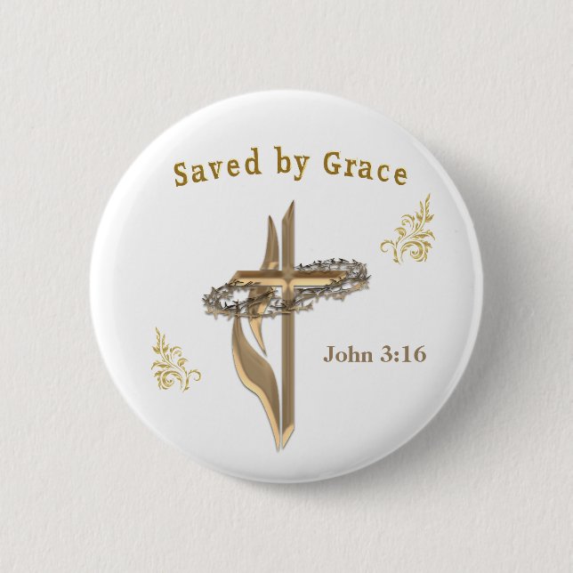 Bible Verse saved by Grace 2 Inch Round Button (Front)
