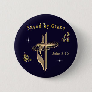 Bible Verse saved by Grace 2 Inch Round Button