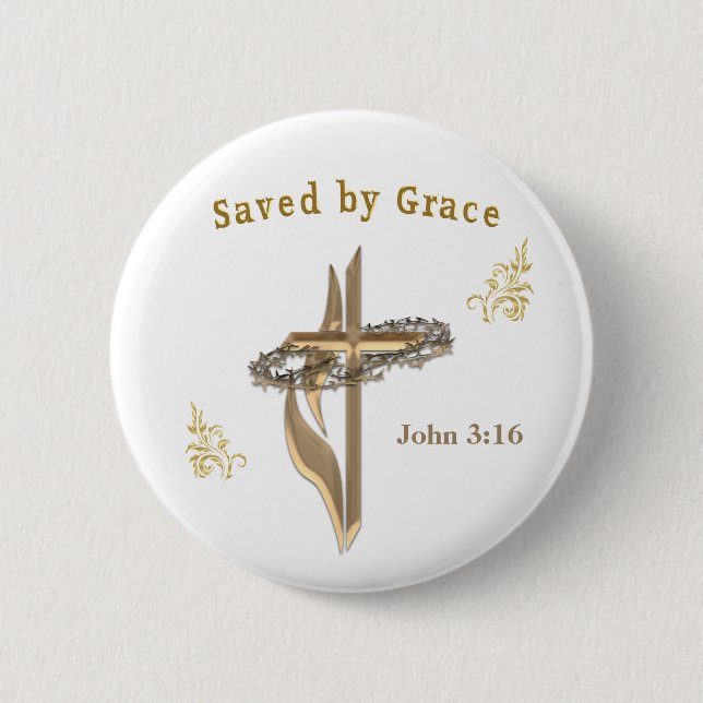 Bible Verse saved by Grace 2 Inch Round Button (Front)