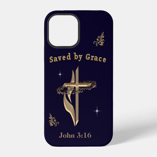 Bible Verse saved by Grace iPhone Case (Back)