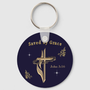 Bible Verse saved by Grace Keychain