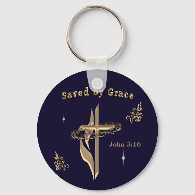 Bible Verse saved by Grace Keychain (Front)