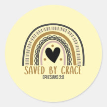 Bible Verse - Saved By Grace with Boho Rainbow Cla