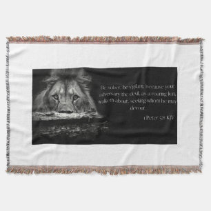Bible Verse Scripture 1 Peter 5:8 KJV Throw Blanket