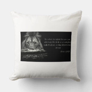 Bible Verse Scripture 1 Peter 5:8 KJV Throw Pillow