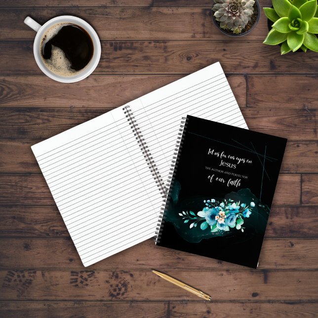 Bible Verse Scripture with Blue Watercolor Flowers Notebook (Creator Uploaded)