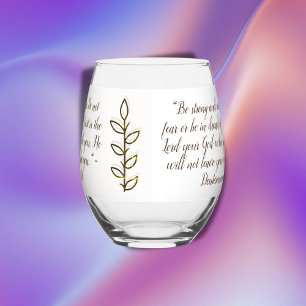 Bible Verse Simple Botanical Brown and White Stemless Wine Glass