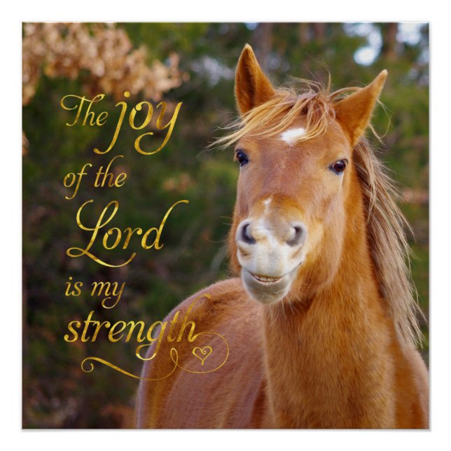 Bible Verse Smiling Chestnut Horse Perfect Poster (Front)