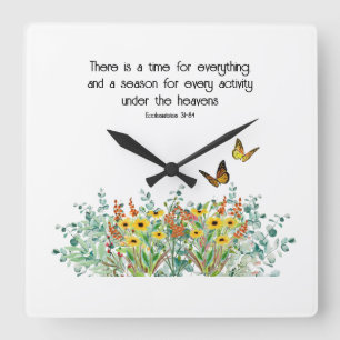 Bible Verse Spring Season Wildflower  Square Wall Clock