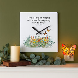 Bible Verse Spring Season Wildflower Square Wall Clock