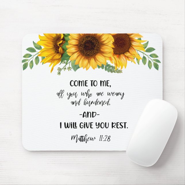 Bible Verse Sunflower Mouse pad (With Mouse)