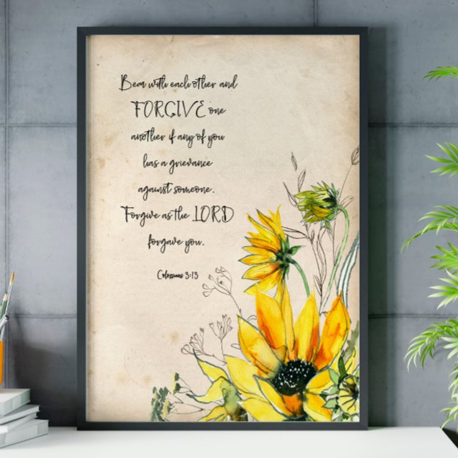 Bible Verse Sunflower Scripture Wall Art Poster (Creator Uploaded)
