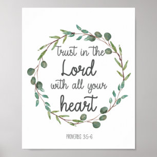 Bible Verse Trust in The Lord With All Your Heart Poster