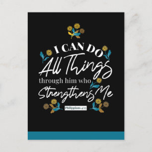 bible verse typography floral art black ver postcard