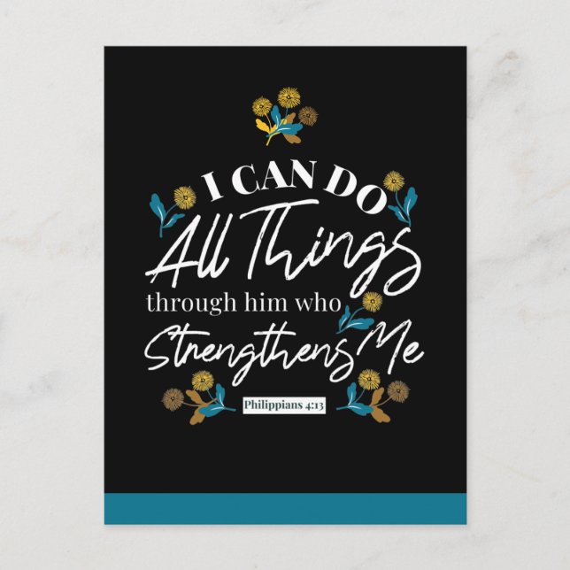 bible verse typography floral art black ver postcard (Front)