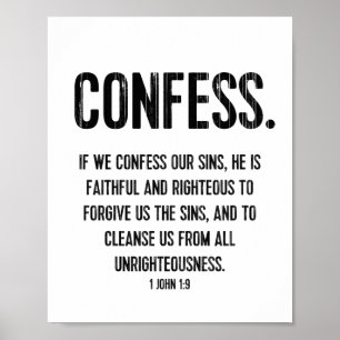 Bible Verse Typography Print Christian 1 John 1:9