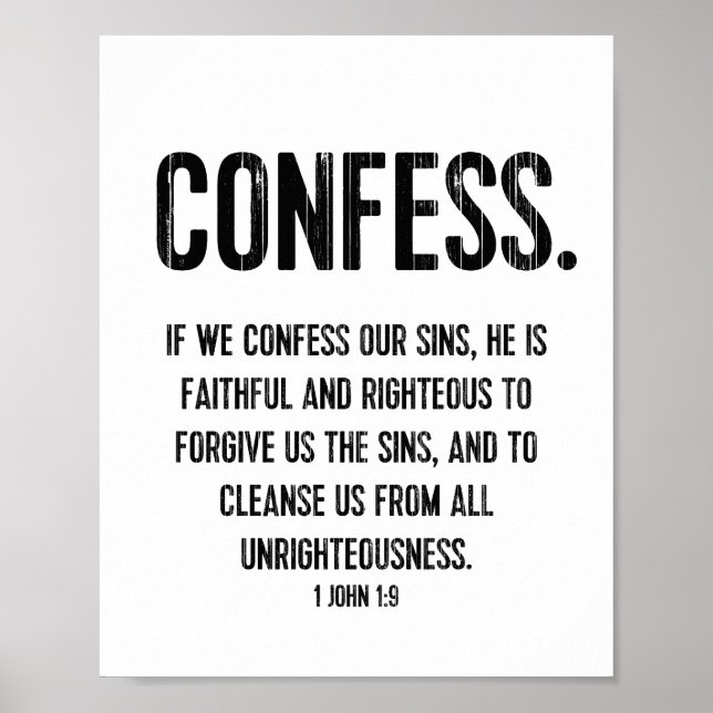 Bible Verse Typography Print Christian 1 John 1:9 (Front)