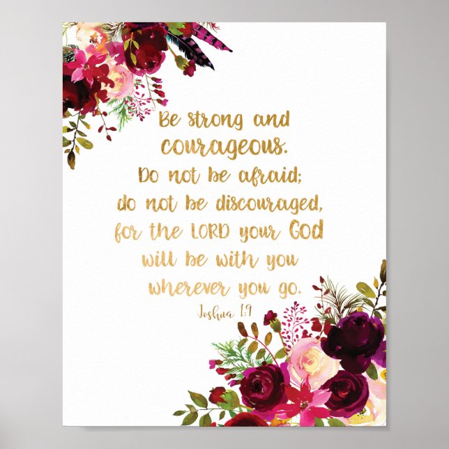 Bible Verse Wall Art Be Strong And Courageous (Front)