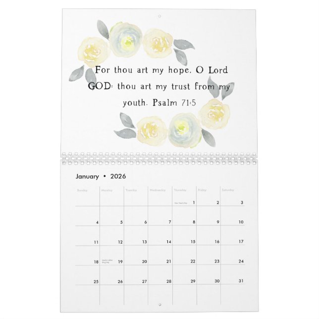 Bible Verse Watercolor Art Calendar KJV (Jan 2026)