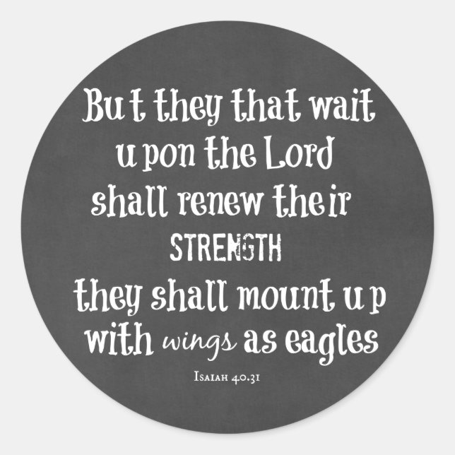 Bible Verse: Wings as Eagles Classic Round Sticker (Front)
