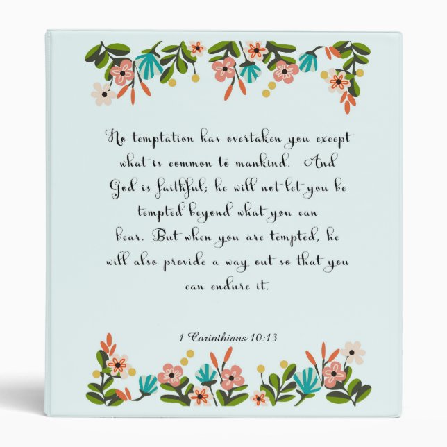 Bible Verses Art - 1 Corinthians 10:13 Binder (Front)