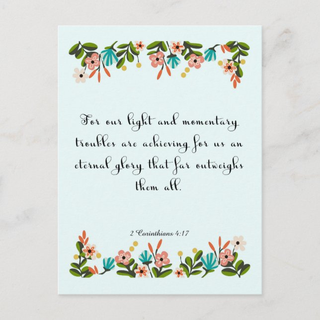 Bible Verses Art - 2 Corinthians 4:17 Postcard (Front)