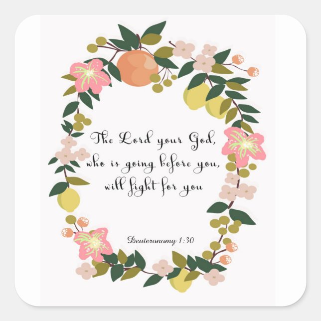 Bible Verses Art - Deuteronomy 1:30 Square Sticker (Front)
