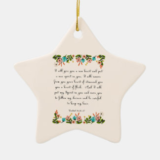 Bible Verses Art - Ezekiel 36:26-27 Ceramic Ornament