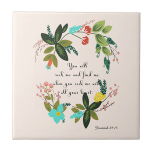 Bible Verses Art - Jeremiah 29:13 Tile
