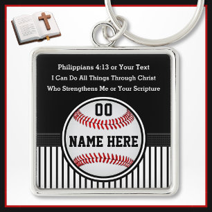 Bible Verses for Baseball Players, Baseball Gifts Keychain