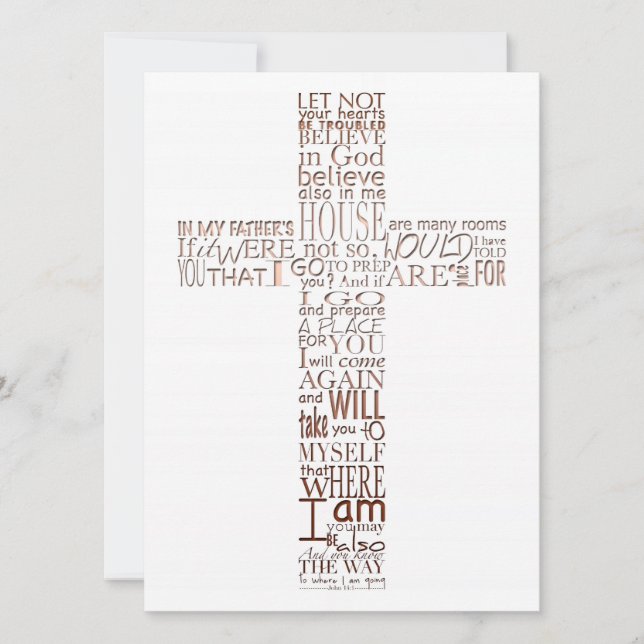 Bible Verses from John 14 Copper Memorial Service Invitation (Front)