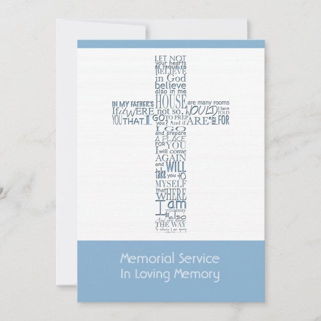 Bible Verses from John 14 Memorial Service 9 Invitation (Front)