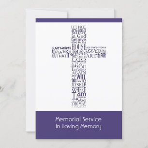 Bible Verses from John 14 Purple Memorial Service Invitation