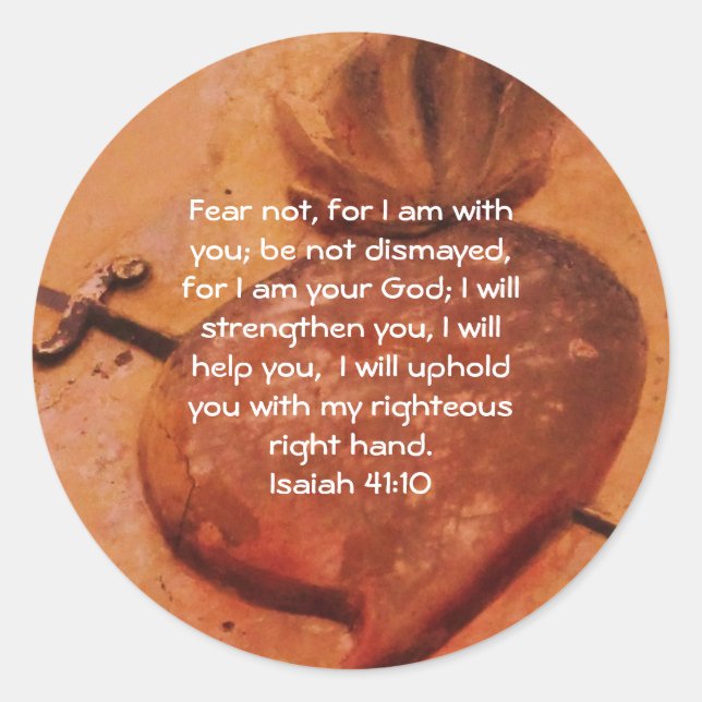 Bible Verses Inspirational Quote Isaiah 41:10 Classic Round Sticker (Front)
