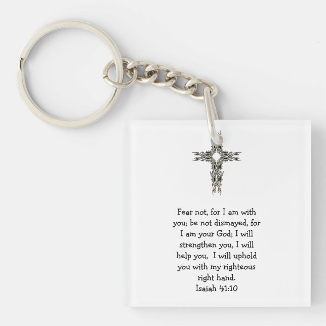 Bible Verses Inspirational Quote Isaiah 41:10 Keychain (Front)