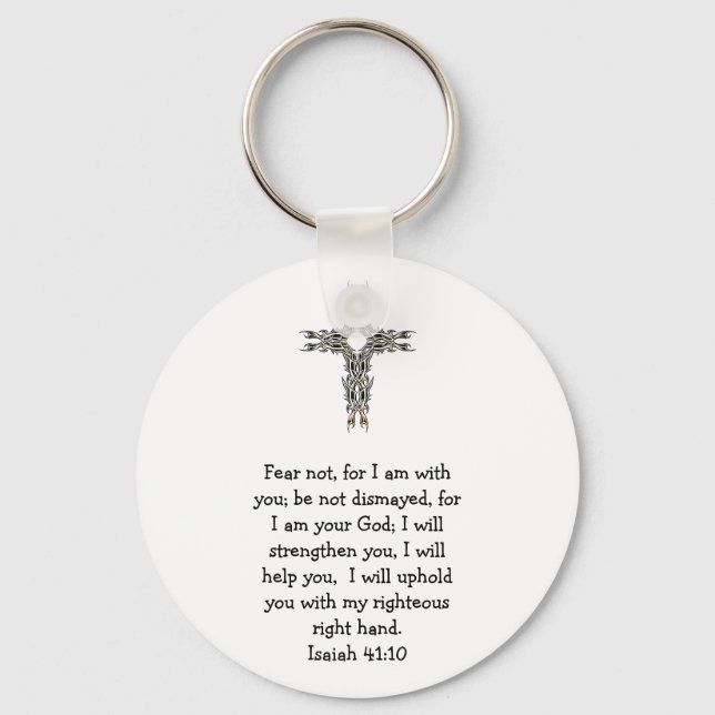 Bible Verses Inspirational Quote Isaiah 41:10 Keychain (Front)