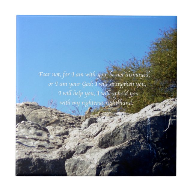 Bible Verses Inspirational Quote Isaiah 41:10 Tile (Front)