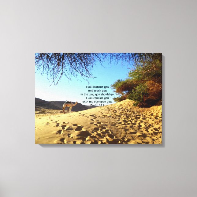 Bible Verses Inspirational Quote Psalm 32:8 Canvas Print (Front)