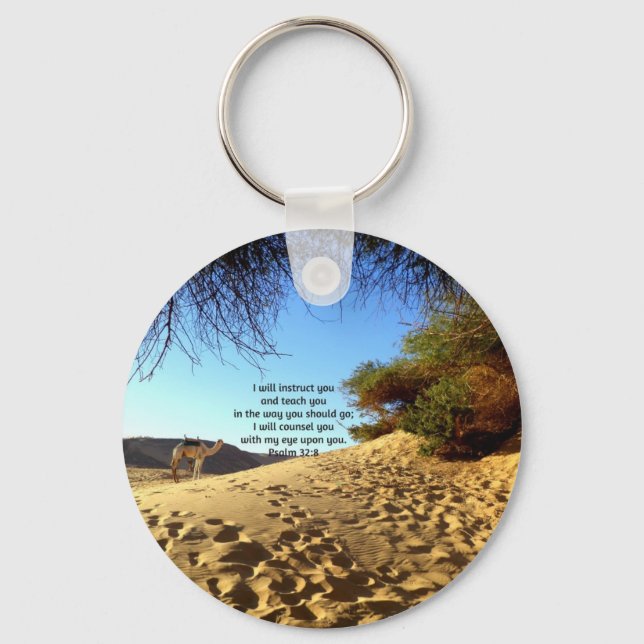 Bible Verses Inspirational Quote Psalm 32:8 Keychain (Front)
