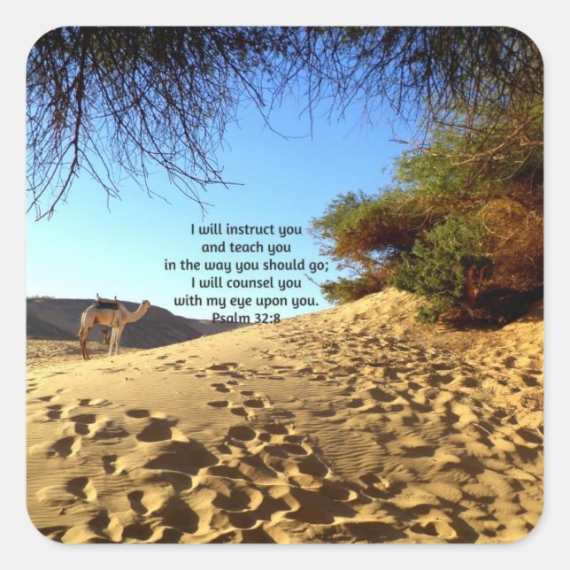 Bible Verses Inspirational Quote Psalm 32:8 Square Sticker (Front)