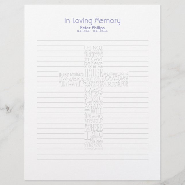 Bible Verses John14 Funeral Book Filler Page - 6 (Front)