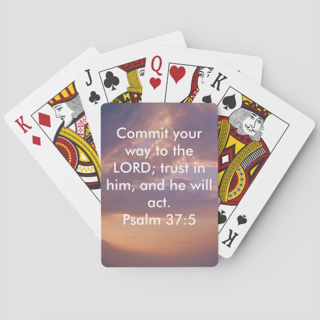 Bible Verses Motivational Scriptures Psalm 37:5 Playing Cards (Back)