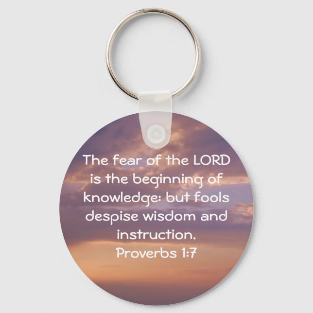 Bible Verses Wisdom Quote Saying Proverbs 1:7 Keychain (Front)