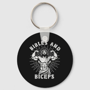 Bibles And Biceps Funny Christian Weightlifting Wo Keychain