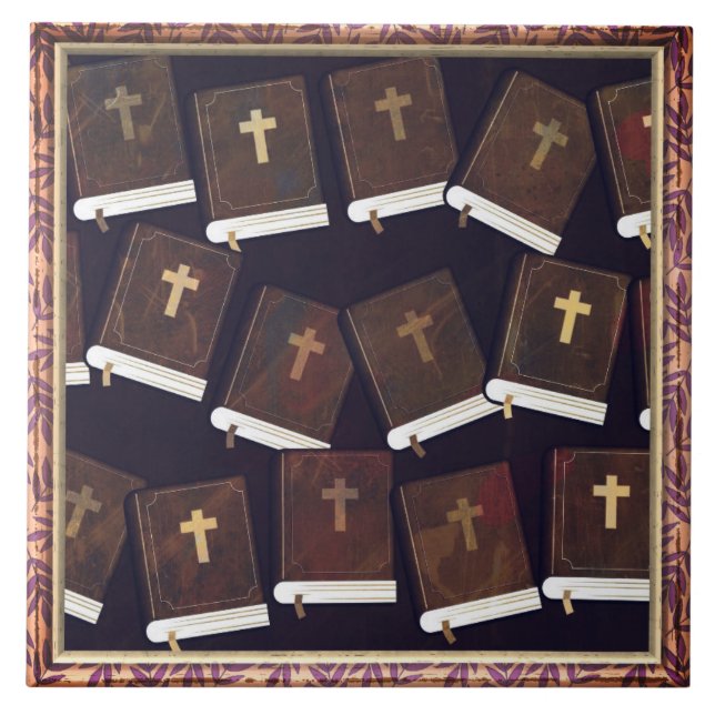 Bibles Pattern With Crosses Tile (Front)