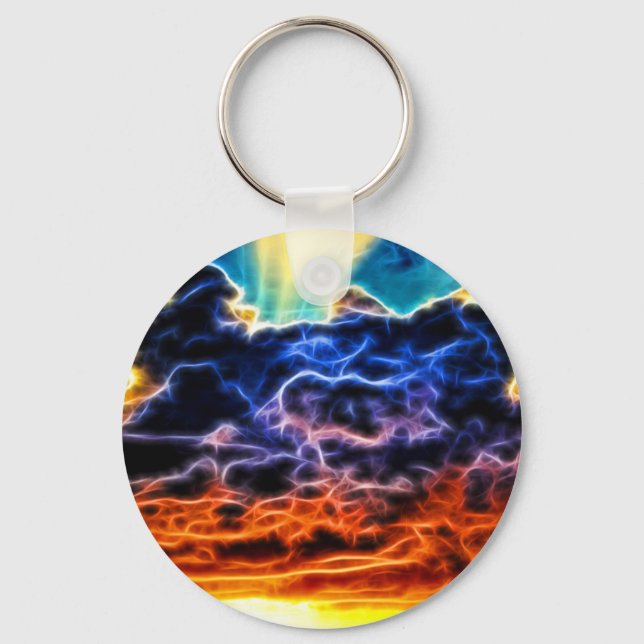 Biblical Electrified Cumulus Clouds Skyscape Keychain (Front)