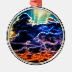 Biblical Electrified Cumulus Clouds Skyscape Metal Ornament
