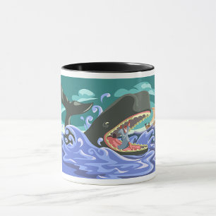 Biblical Jonah and the Whale Ocean Scene Mug