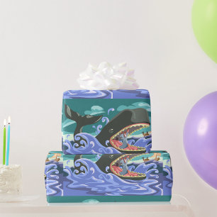 Biblical Jonah and the Whale Ocean Scene Wrapping Paper
