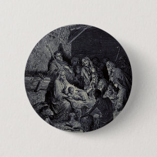 Biblical nativity scene 2 inch round button